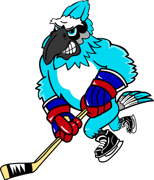 Blue Jay Hockey team mascot color vinyl sports decal. Customize on line. Blue Jay Hockey